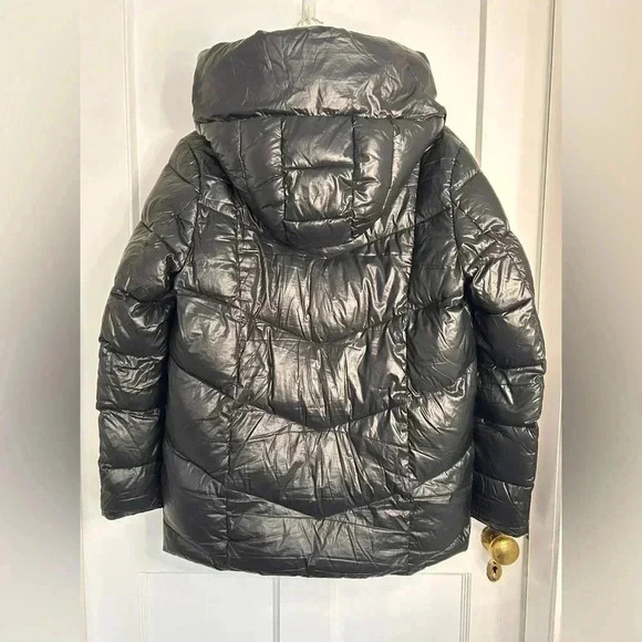 Donna Karan Black Down Puffer with Large  Collar/Hood Neckline M/L - Picture 13 of 16
